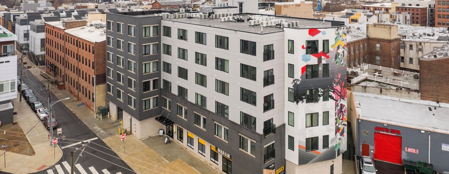 an aerial view of a city